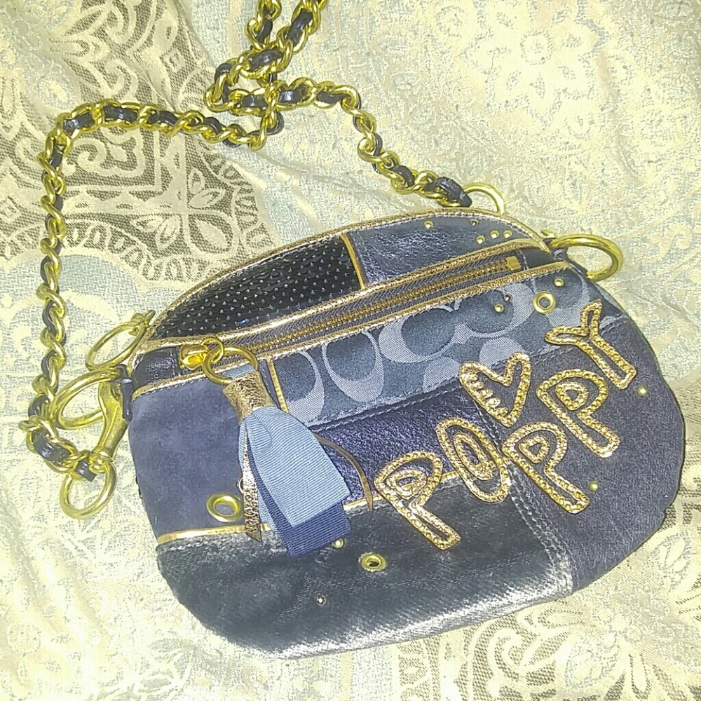 Coach Rare Sequin Denim Poppy Patchwork handbag